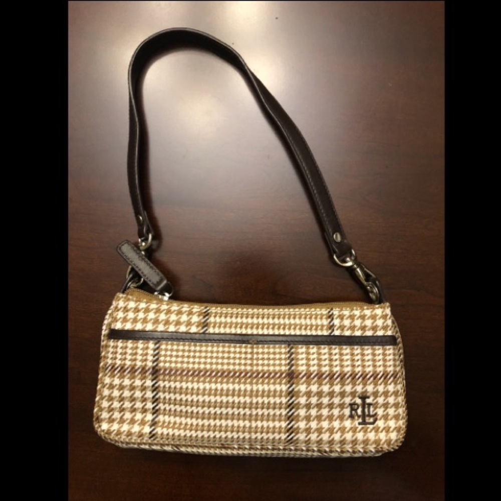 Ralph Lauren Brown Houndstooth Small Purse